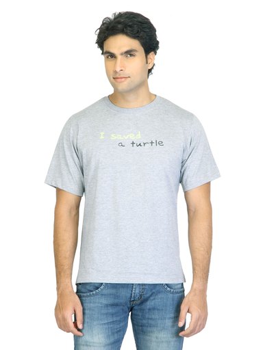 Turtle Men Printed Grey T-shirt