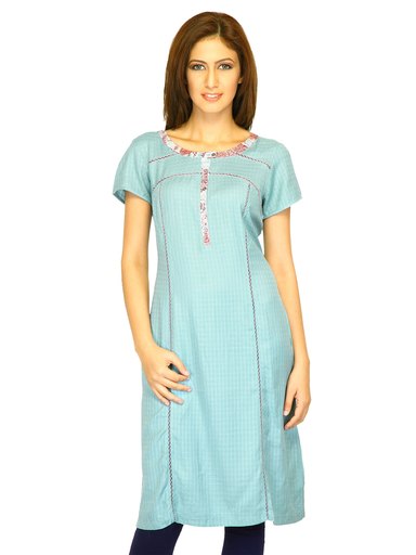 W Women Solid Green Kurtas