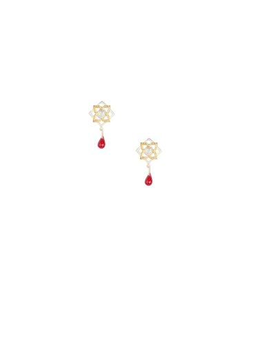 Rreverie Silver & Red Earrings