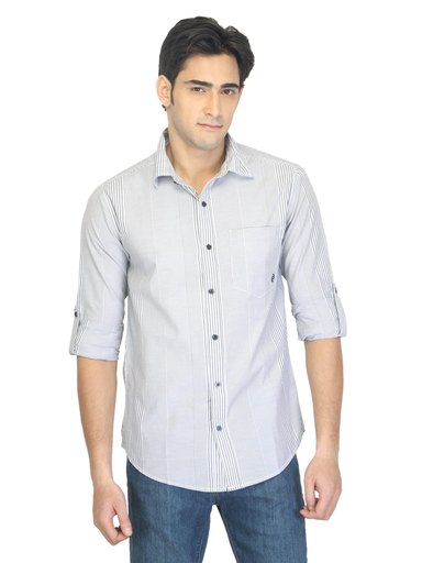Denizen Men Striped Grey Shirt